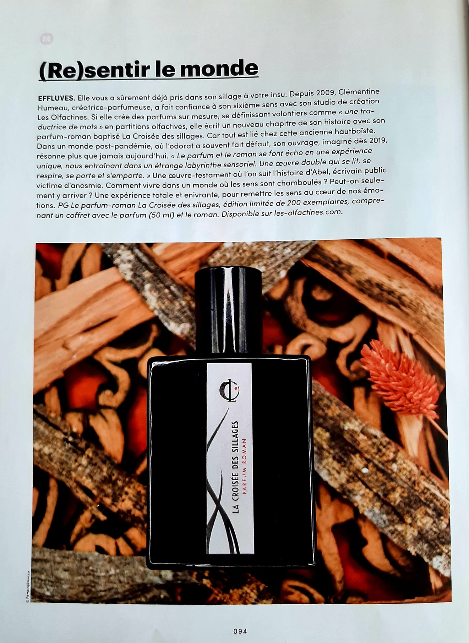 Article Sortie du Roman-Parfum de Clémentine Humeau Artiste Parfumeur
