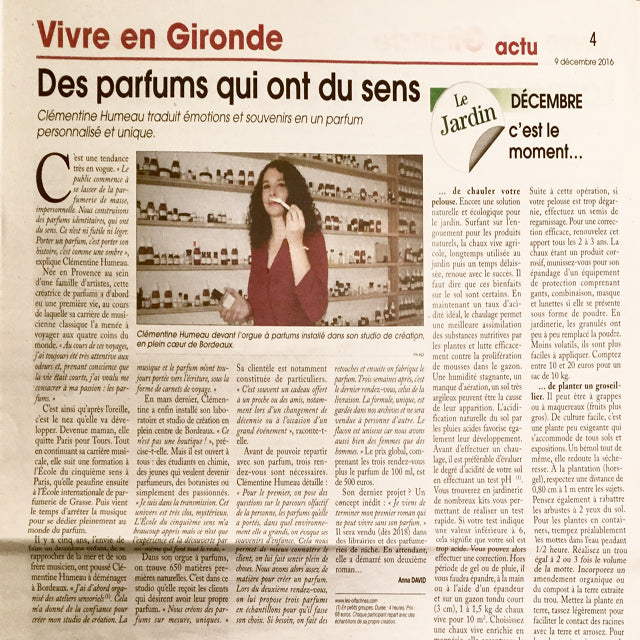 Article Parfums sur mesure Clémentine Humeau